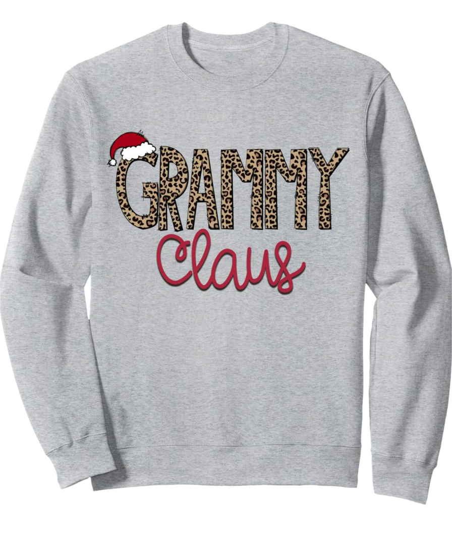 Grammy Claus Christmas Leopard Medium - Grandma Gift Sweatshirt