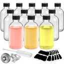 Glass Bottles with Lids and Funnels, 12 Pack 2oz Mini Tavel Bottles-Leakproof Boston Round Glass Bottles for Diy Essential Oils, Perfumes, Cosmetics-Travel Essential