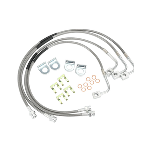 Stainless Brake Lines, Front and Rear Extended Brake Lines Compatible with Jeep Wrangler JK JKU 2007-2018 for 4-6" Lift