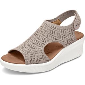mysoft Walking Sandals for Women - Comfortable Wedge Sandals with Arch Support - Breathable Knit Open Toe Summer Shoes - Lightweight Non Slip Beach Sandals with Adjustable Hook and Loop Strap 8.5