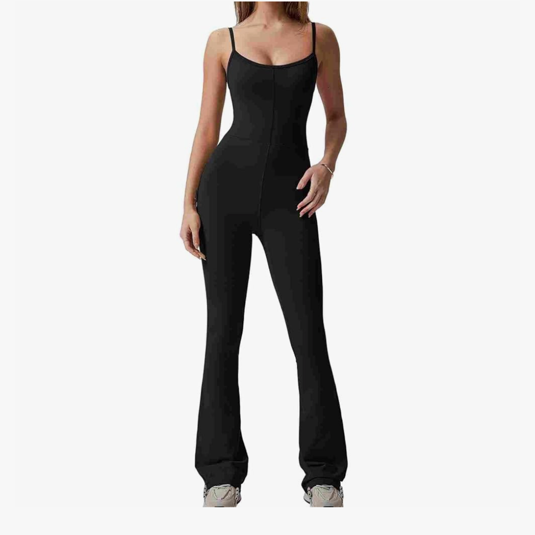 Womens Spaghetti Straps Scoop Neck Bodycon Jumpsuits Full Length Casual Unitard Playsuit, XL