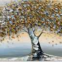 Art Hand-Painted Modern Abstract Art Oil Painting Flower Tree Canvas Painter House Wall Art Deco 24x48 inches (Dn190)