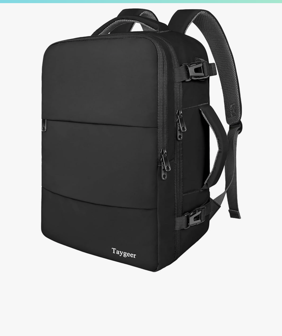 Taygeer Travel Laptop Backpack for Men Women, Airplane Approved Travel Backpack Suitcase with Usb Charging Port, Lightweight College 35l Luggage Bag 15.6inch Laptop Mochila Gifts for Business,Black L
