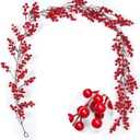 Artificial Berry Garland 6.4FT, Red Christmas Garland with Berries for Tree, Mantel, Table, Fireplace, Indoor Christmas Decorations & Holiday Home Decor(Red Fruit) (1 Pack-red)