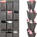 Dual Sided Hanging Shoe Organizer for Closet with 24 Large Pockets Hanging Shoe Rack Holder with Rotating Hanger (GREY)