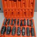 1/2 Inch Drive Impact 16 PCS Hex Socket Set,Metric Deep (10-32mm) Sockets,6 Point Radius Corner Design,CR-MO Alloy Steel,Square Chamfered Opening,Axle Nut Socket For Auto Repair