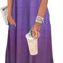 Summer Dresses for Women 2025 Beach Vacation Dress Boho Floral Sundresses Ladies Tropical Pockets Maxi Dress (Gradient-12) XL