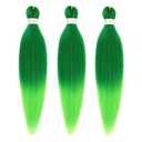 Dorsanee Ombre Light Green Braiding Hair Pre Stretched 24 Inch 3 Packs for Box Braids Twists Locs Soft Yaki Texture Hot Water Setting