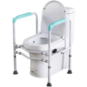 SOBOUR Compact No Punching Toilet Safety Rails Anti-Static Adjustable Toilet Frame Fits Most Toilets Stand Alone Assist Grab Bar Handle Support Frame