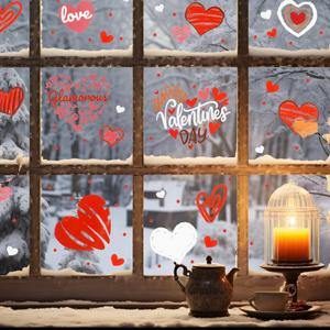 2 x 6 Sheets Heart-Shaped Static Cling Decals for Wedding Decor Removable Anniversary Decor Heart Window Stickers for Smooth Surfaces | No Adhesive, Easy to Apply