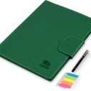 A4 Leather Portfolio,All-in-One Folder Legal Pad Padfolio,Business Interview Legal Organizer with Magnetic Closure,Resume Folder Binder with Luxury Papers,Sticky Tab,Pen for Men & Women,Retro Green