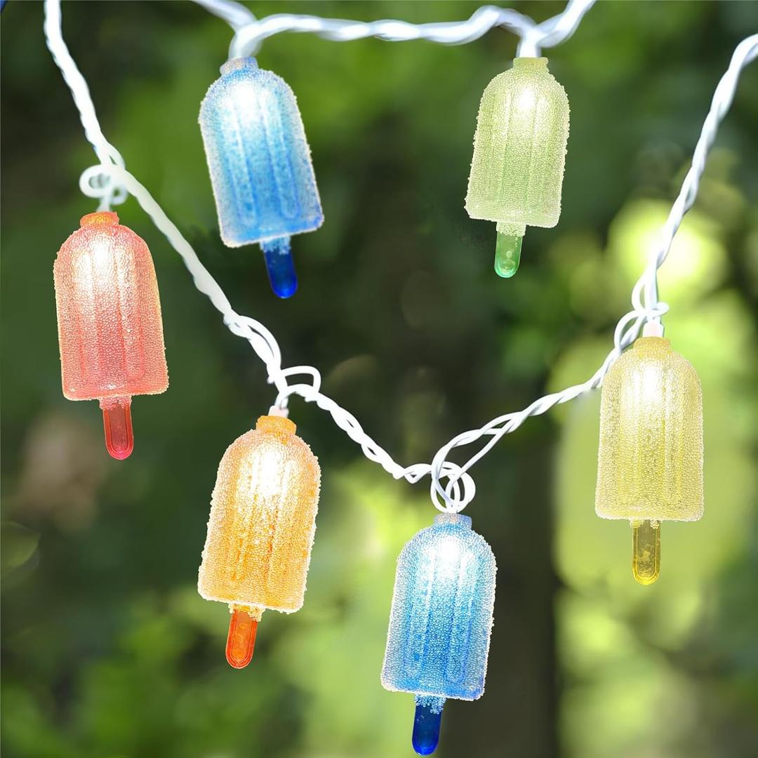 8.5Ft Popsicle Lights,Popsicle Fairy Lights with 10 Pack Colorful 3D Ice Cream Shaped Lights,Popsicle Hanging String Lights for Summer Party,Beach,Holiday Decorations Indoor Outdoor (Popsicle String Lights)