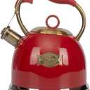 Tea Kettle, Stovetop Whistling Teapot, Stainless Steel, Red, 3.0-Quart