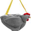 Chicken Purse Cute Chicken Bag Fluffy Hen Shoulder Plush Handbag Crossbody Purse,Funny Animal Cartoon Crossbody Bag (Gray)