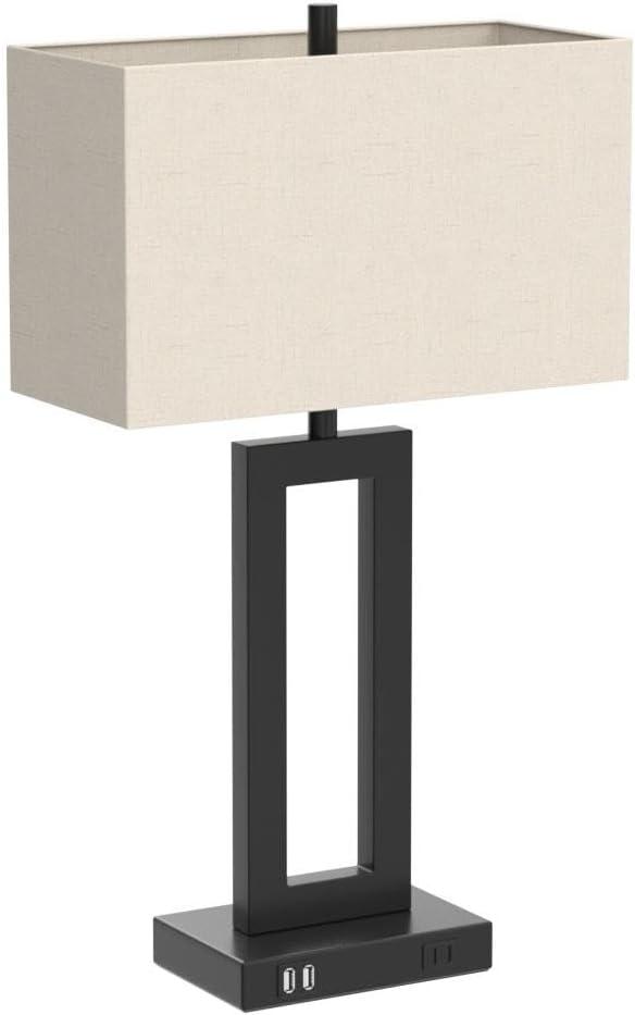 Touch Control Table Lamp with 2 USB Ports, 3-Way Dimmable Modern Nightstand Lamp Sets Bedside Touch Desk Lamp with Fabric Cream Shade For Bedroom Table Living Room Reading, Included Bulbs
