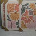 TBKHUDBI Boho Flower Canvas Wall Art Abstract Floral Pictures Prints Set of 3 Minimalist Botanical Painting Poster Flower Market Aesthetic Wall Decor for Living room Bedroom 24"x16" Framed