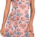 POKWAI Cami Nightgown for Women Summer Sleeveless Nightdress Chemise Sleepwear Soft Tank Nightshirt (Pink, XXL)