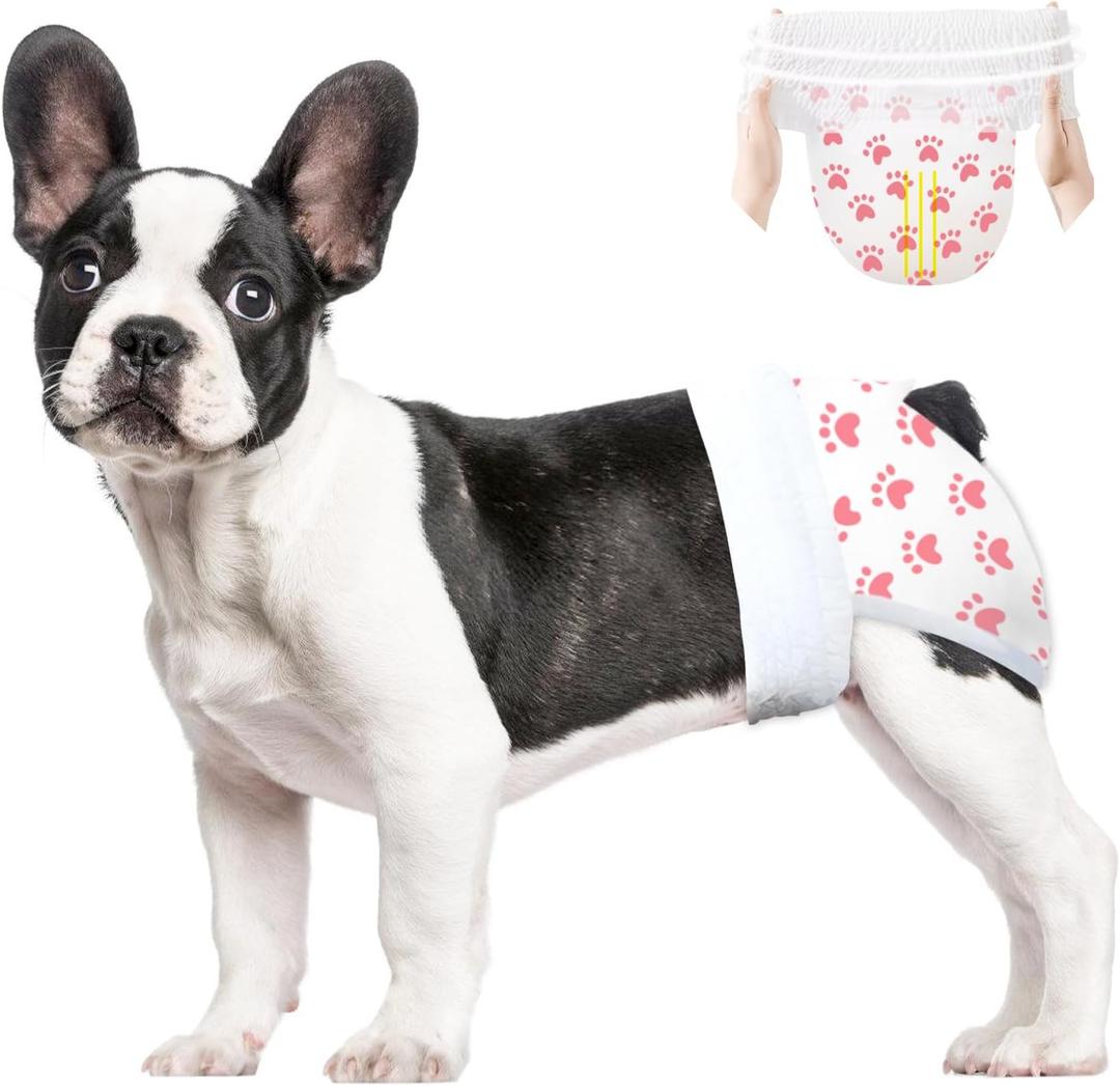 Ambreview Disposable Dog Diapers Female, Just Pull It Up, Doggie Diapers for Female Dogs, Strong Absorbency | Leak Proof, for Dogs in Heat | Elderly | Disabled, S 10 PCS