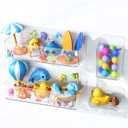 Nieifi Bath Toy Storage Holder, Bathtub Toy Storage, Large Capacity Bath Toy Organizer, Adhesive Shower Caddy for Bathroom, Clear (2 large + 1 small + 1 long)