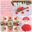 Hotop 24 Pcs Artificial Hibiscus Flowers Red Hawaiian Fake Flowers Faux Tropical Hibiscus Decoration for Luau Summer Party Decor DIY Crafts Cake Favors Supplies Table Centerpieces