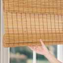 Artdix Roman Shades, Exclusive Cordless Natural Woven Wood Bamboo Roman Shades, Custom Blackout Bamboo Window Shades for Indoor Windows