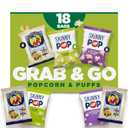 SkinnyPop Popcorn & Puffs Variety Variety Pack, SkinnyPop Original and Kettle Corn, and Pirate's Booty, Gluten-Free, Individually Sized Snack Bags, 0.5oz and 0.8oz Bags (18 Count)