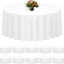 10 Pack Round Tablecloth 90 Inch, White Round Tablecloth Stain and Wrinkle Resistant Polyester Table Cloth Washable Table Cover for Wedding Dinning Banquet Party Restaurant