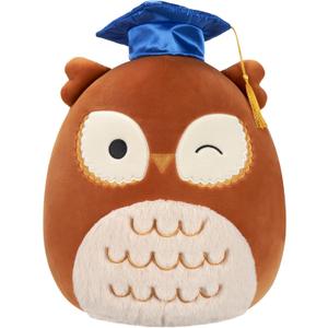 Squishmallows Original 12-Inch Arella Brown Owl with Graduation Cap - Official Jazwares Plush