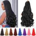 French Curly Braiding Hair 24 Inch 8 Packs Black - Pre Stretched Bouncy Braiding Hair- Loose Wavy Synthetic Hair Extensions for Black Women (24 inch 8 packs, 1B)