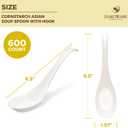 [600 COUNT] HAKOWARE Disposable Asian Soup Spoons with Hook, Plastic-Free Heavy Duty Spoons, made from Crystalized Cornstarch, for Take-out Ramen Pho Noodles