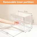 Attelite 2pack Clear Acrylic Display Boxes,3 Tiers Display Case with 2 Movable Plates, Display Storage Box with Magnetic Door, Stackable Showcase for Action Figures
