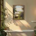 Vintage Wood Framed Laundry Room Wall Art, Farmhouse Clothesline Decor, 24"L x 16"W