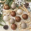 Yunlly 24 Pcs Textured Christmas Ball Ornaments 2.36'' Neutral Christmas Tree Decor Modern Vintage Brown Hanging Decor Shatterproof Home Ornaments for Rustic Large Farmhouse (Classic Color)