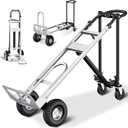 3 in 1 Convertible Hand Truck Dolly Cart with 10" Pneumatic Wheels, 1000LBS Capacity Heavy Duty Dolly, Hand Cart with Bungee Cords for Logistics, Moving, Shopping, Home, Office (Black)