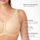 Wacoal Women's Simone Sport Unlined Full Coverage Underwire Sports Bra, 855170 (Black, 36DDD)