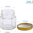 1.5 oz Clear Hexagon Jars,Small Glass Honey Jars With Lids(golden),Mason Jars For Herbs,Foods,Jams, Liquid,Party Favor,Mini Spice Jars For Storage 30 Pack