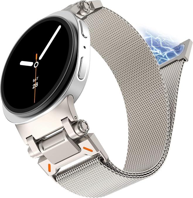 NewWays Milanese Loop for Galaxy Watch Ultra Bands 47mm/ Galaxy Watch 8 & 8 Classic for Men Magnetic Strap Stainless Steel Connector Military Rugged Galaxy Watch Ultra Bands
