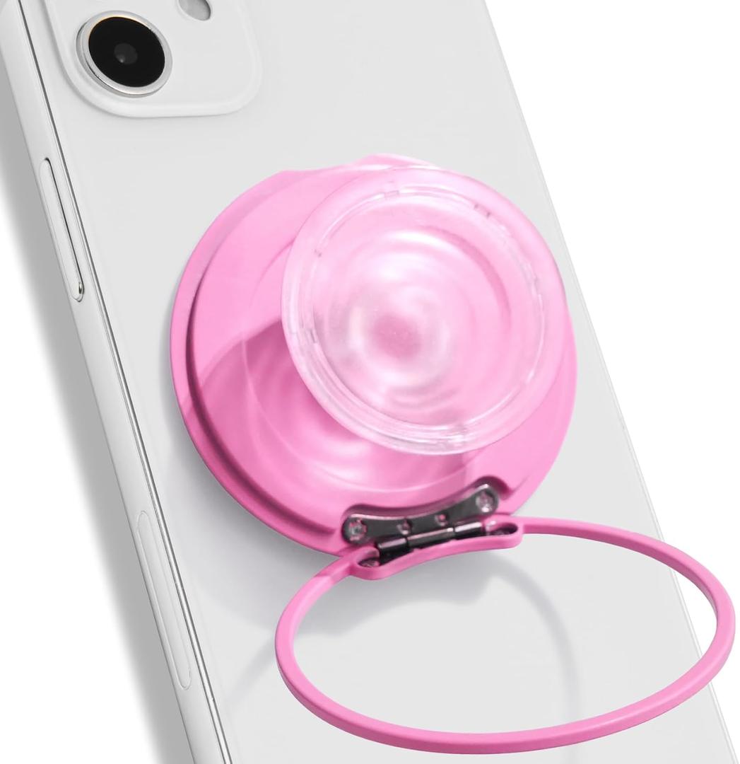 On The Grip Compatible with Magsafe Ultra-Thin Collapsible Phone Grip Sleek Magnetic Phone Holder for iPhone & Android, 360 Rotation, Wireless Charger Compatible, Durable & Portable (Pink)