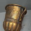 Vintage Gold Urn Planter with Embossed Pattern, American Style chalice planter Flower Pot, Distressed Classic Plant Pot for Tables Fireplace Mantel Decor Indoor Home Garden Patio Front Porch Entrywa