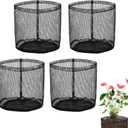 4pcs Aquatic Plant Grow Bags, 7.3x7.3in Reusable Breathable Seed Starter Bags PVC Pond Basket Seedling Pots Container Plants Pouch for Water Lily Vegetables Fruits Flowers Saplings Potato (Black)