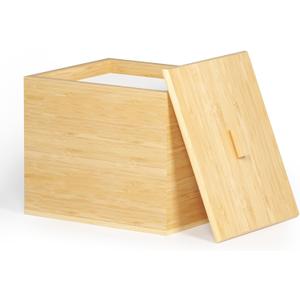 Bamboo Disposable Face Towel Holder for Bathroom Counter, Facial Towel Holder Bamboo Storage Box for Disposable Face Towels, Bathroom Organizer (Towels Not Included)