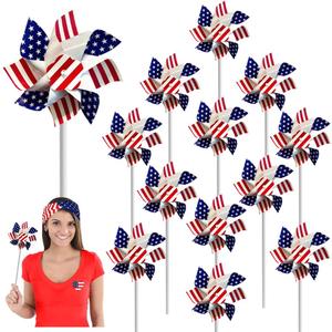 The Dreidel Company USA Flag Pinwheel, Stars and Stripes, Patriotic, Party Decorations, 6" Inches (12-Pack)
