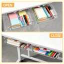 Under Desk Storage Drawers Large Self-Adhesive Easy Hidden Desktop Organizer, Attachable Clear Acrylic Storage Tray Under Table Drawer for Home Office School Counters Workstation, 2 Pack