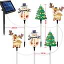 6 Pack LED Outdoor Solar Ground Inserted Christmas Decorative Lights, Waterproof Solar Courtyard Tree Snowman Reindeer, With 8 Color Modes