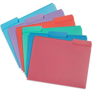 Blue Summit Supplies 30 Gem Tone Plastic File Folders, 1/3 Cut Tab, Letter Size, Assorted Colors, Great for Organizing and Easy File Storage, 30 Pack