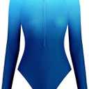 ZAFUL Women's Long Sleeve Rash Guard Swimsuit One Piece Zipper Surfing Bathing Suit (Large, Ombre Blue)