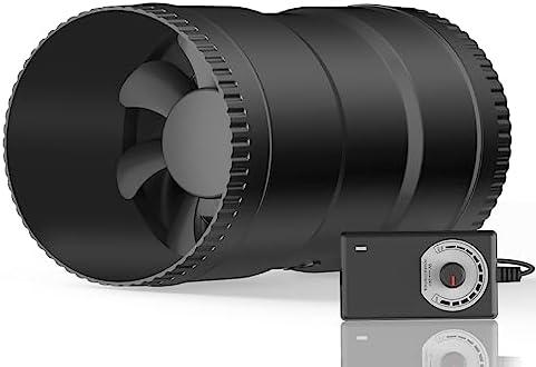 Hon&Guan 6 Inch Inline Booster Duct Fan with Speed Controller - 345 CFM Airflow with 19.2W Ultra-Low Power and Low Noise