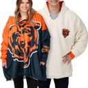 foco NFL Team Logo Reversible Oversized Sherpa Hoodie Sweatshirt Hoodeez, One Size