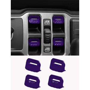 Savadicar Purple Interior Accessories - Window Control Switch Trim Set for 2018-Present Jeep Wrangler JL JLU 4XE & Gladiator JT - Solid Color Interior Decor Upgrade Option, 4-Piece