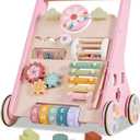 Wooden Baby Walker, Baby Push Walker, Montessori Toddler Walker Toy, Push and Pull Learning Activity Walkers, Baby Walker with Wheels for Boys&Girls 1 Year Old, Christmas Birthday Gifts for Toddler